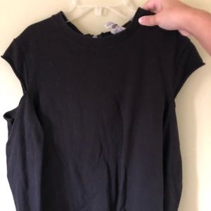 Black shirt with arm cutouts